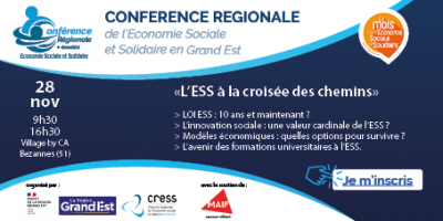 Conférence Régionale de l'ESS en Grand Est : les inscriptions sont ouvertes !